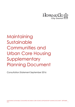Maintaining Sustainable Communities and Urban Core Housing Supplementary Planning Document