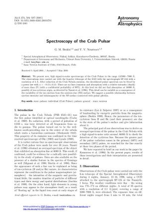 Spectroscopy of the Crab Pulsar