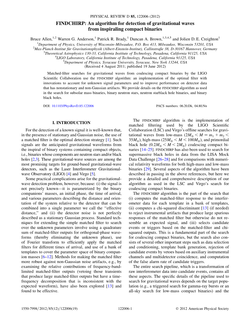 FINDCHIRP: an Algorithm for Detection of Gravitational Waves from Inspiraling Compact Binaries