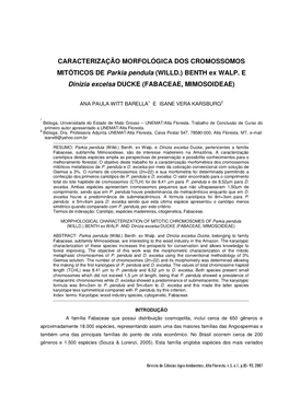CARACTERIZAÇÃO MORFOLÓGICA DOS CROMOSSOMOS MITÓTICOS DE Parkia Pendula (WILLD.) BENTH Ex WALP