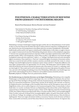 Polyphenol Characterization of Red Wine from Germany's