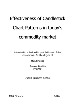 Effectiveness of Candlestick Chart Patterns in Today‟S Commodity