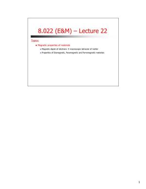 8.022 (E&M) – Lecture 22
