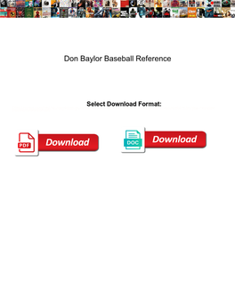 Don Baylor Baseball Reference