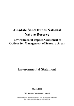 Ainsdale Sand Dunes National Nature Reserve Environmental Statement
