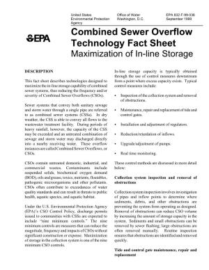 Combined Sewer Overflow Technology Fact Sheet Maximization of In-Line Storage