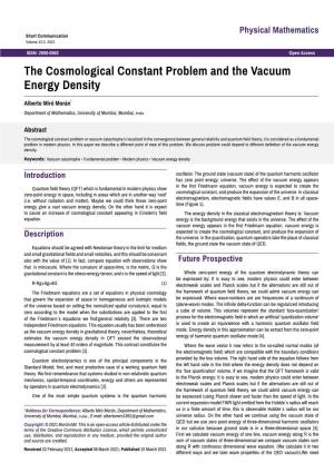 The Cosmological Constant Problem and the Vacuum Energy Density