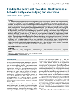 Contributions of Behavior Analysis to Nudging and Vice Versa