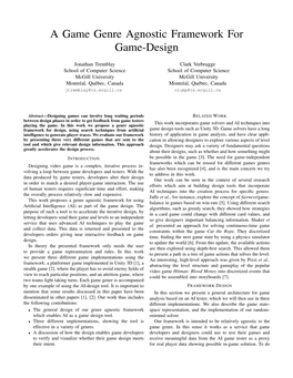 A Game Genre Agnostic Framework for Game-Design