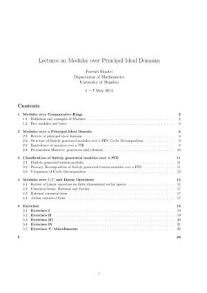 Lectures on Modules Over Principal Ideal Domains