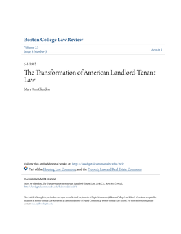 The Transformation of American Landlord-Tenant Law, 23 B.C.L
