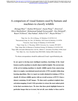A Comparison of Visual Features Used by Humans and Machines to Classify Wildlife