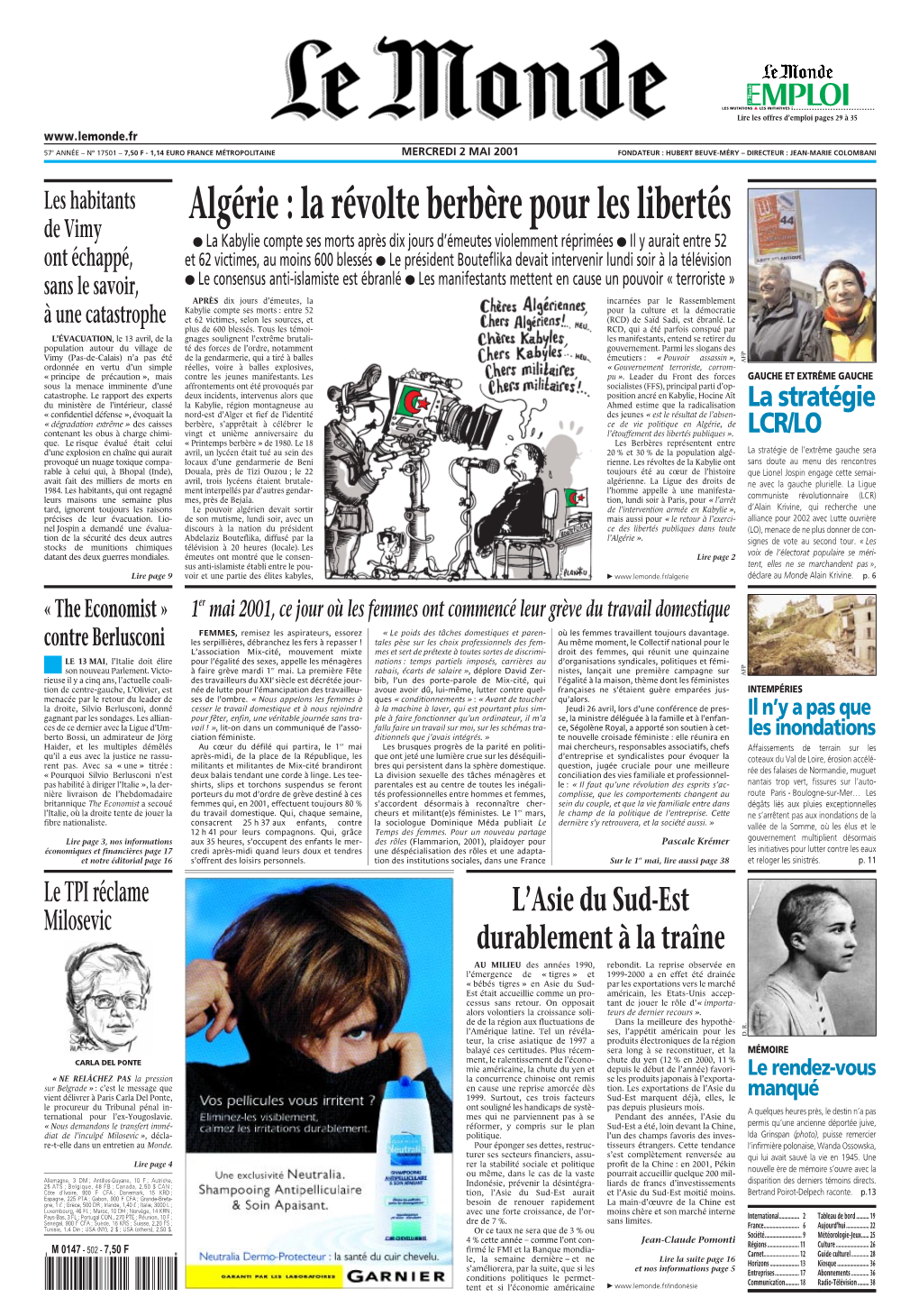 LE MONDE/PAGES&lt;UNE&gt;