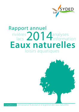 Rapport Annuel Rivières Analyses Lacs 2014Information Eaux Naturelles Loisirs Aquatiques