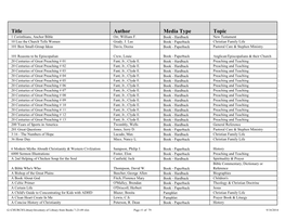 Title Author Media Type Topic 1 Corinthians, Anchor Bible Orr, William F