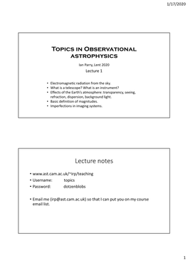 Lecture Notes