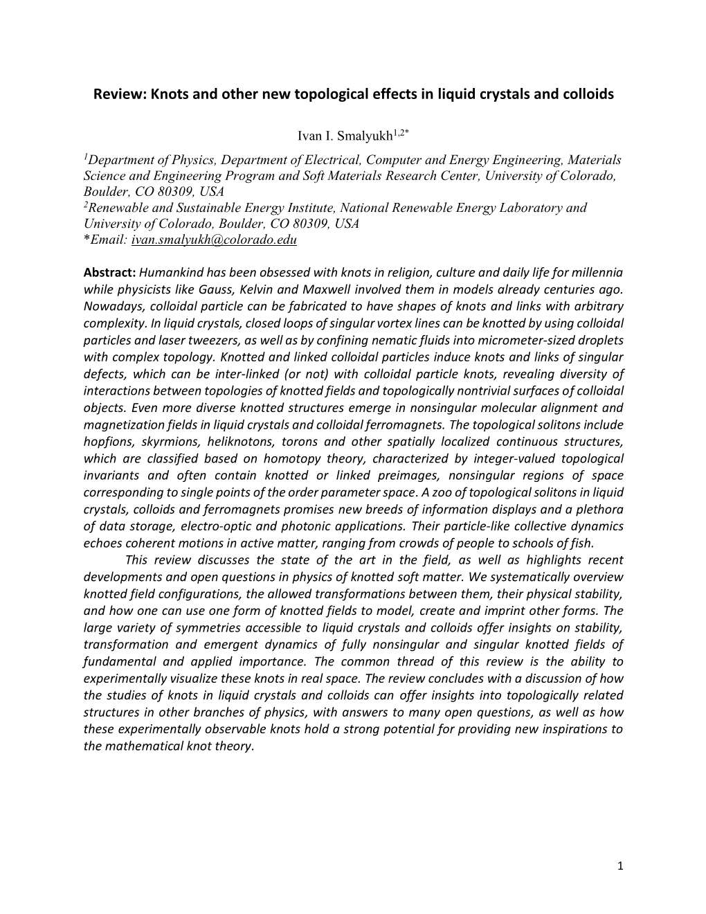 Knots and Other New Topological Effects in Liquid Crystals and Colloids