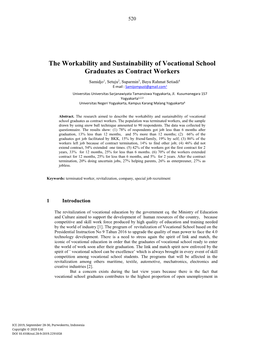 The Workability and Sustainability of Vocational School Graduates As Contract Workers
