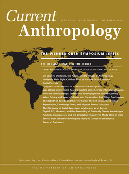 Current Anthropology December 2015 Volume 56 Supplement 12 Pages S181–S324