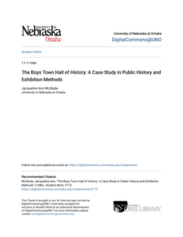 The Boys Town Hall of History: a Case Study in Public History and Exhibition Methods