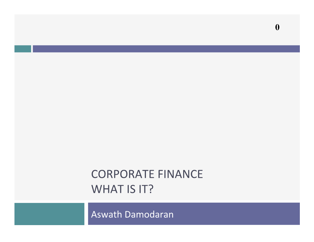 Corporate Finance What Is It?