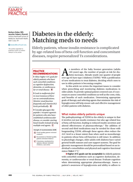 Diabetes in the Elderly: Matching Meds to Needs