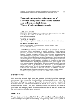 Flood-Driven Formation and Destruction of a Forested Flood Plain and In-Channel Benches on a Bedrock-Confined Stream: Wheeny Creek, Southeast Australia