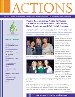 Twenty-Second Annual Action for Cancer Awareness Awards Luncheon: Linda Bachus, Nancy Snyderman and CVS Health Honored