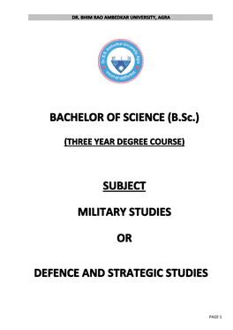 (B.Sc.) SUBJECT MILITARY STUDIES OR DEFENCE and STRATEGIC