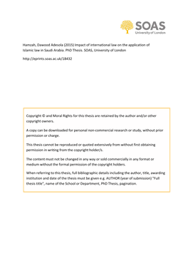 Impact of International Law on the Application of Islamic Law in Saudi Arabia