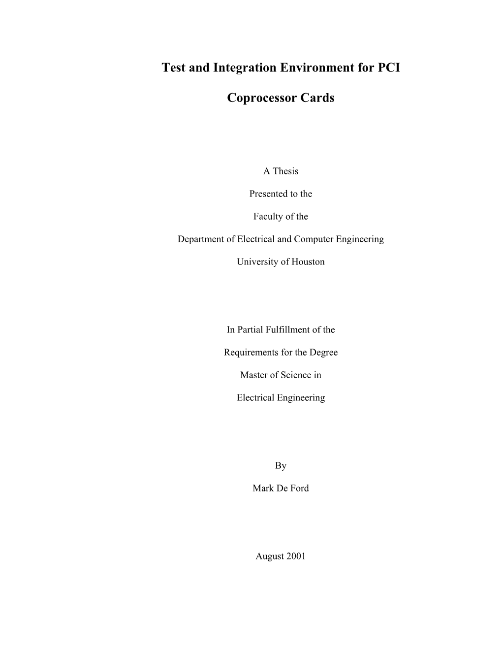 Test and Integration Environment for PCI Coprocessor Cards