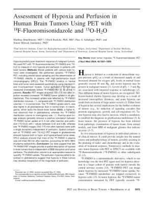 Assessment of Hypoxia and Perfusion in Human Brain Tumors Using PET with 18 15 F-Fluoromisonidazole and O-H2O