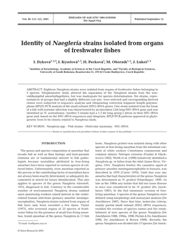 Identity of Naegleria Strains Isolated from Organs of Freshwater Fishes