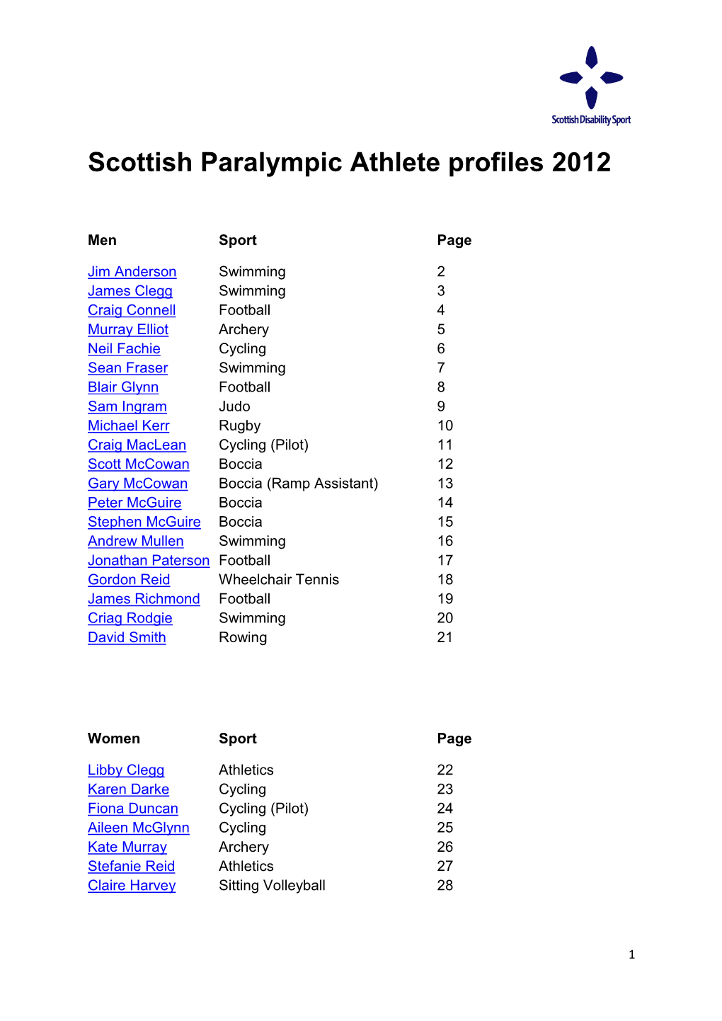 Scottish Paralympic Athlete Profiles 2012
