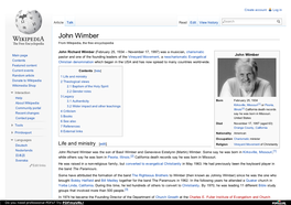 John Wimber from Wikipedia, the Free Encyclopedia