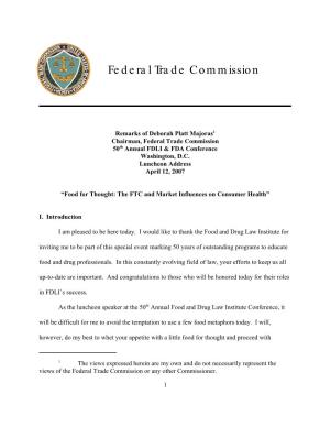 Food for Thought: the FTC and Market Influences on Consumer Health”