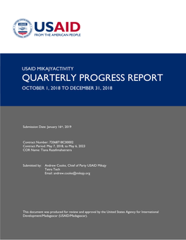 USAID Mikajy FY19 Q1 Progress Report