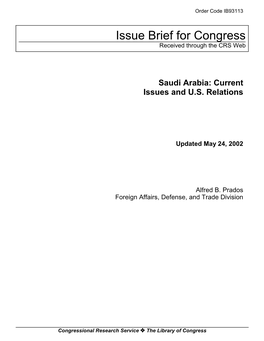 Saudi Arabia: Current Issues and U.S