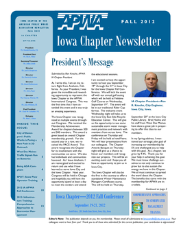 Iowa Chapter Newsletter Mr