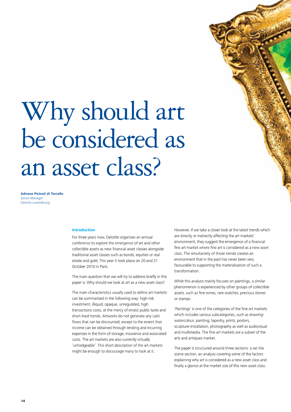Why Should Art Be Considered As an Asset Class?