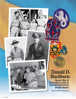 Donald D. Blackburn: World War II Guerrilla Leader & Special Operations Plank Holder by Kenneth Finlayson