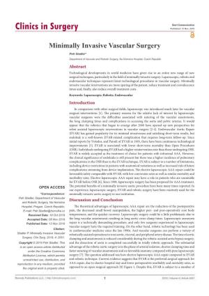 Minimally Invasive Vascular Surgery