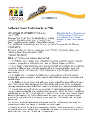 California Desert Protection Act of 1994