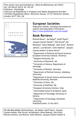 European Societies Book Reviews