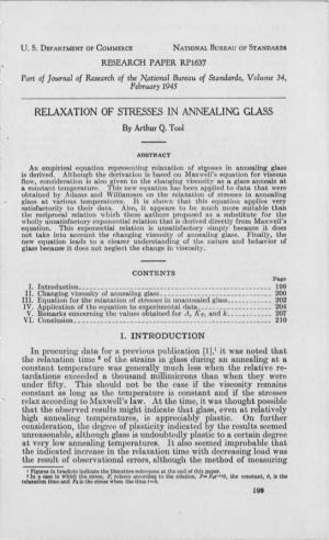RELAXATION of STRESSES in ANNEALING GLASS by Arthur Q