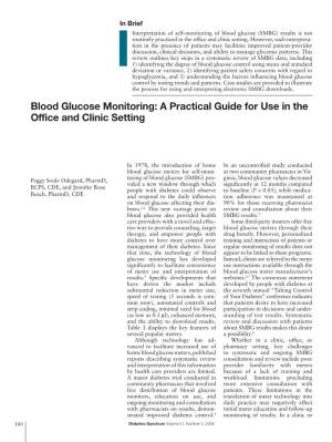 Blood Glucose Monitoring: a Practical Guide for Use in the Office and Clinic Setting