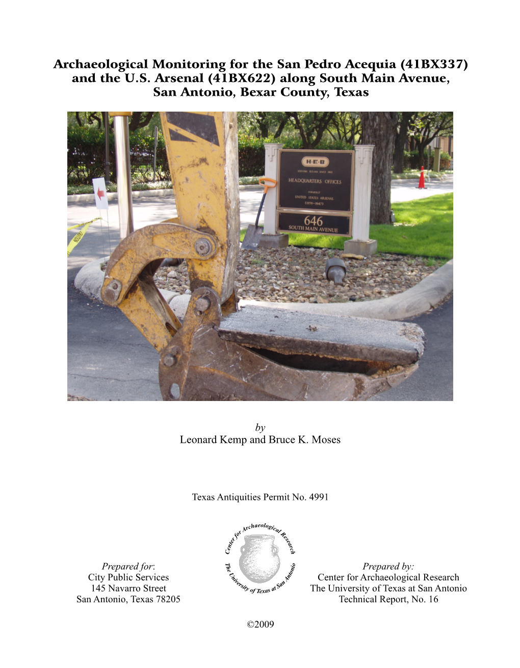 Archaeological Monitoring for the San Pedro Acequia (41BX337) and the U.S