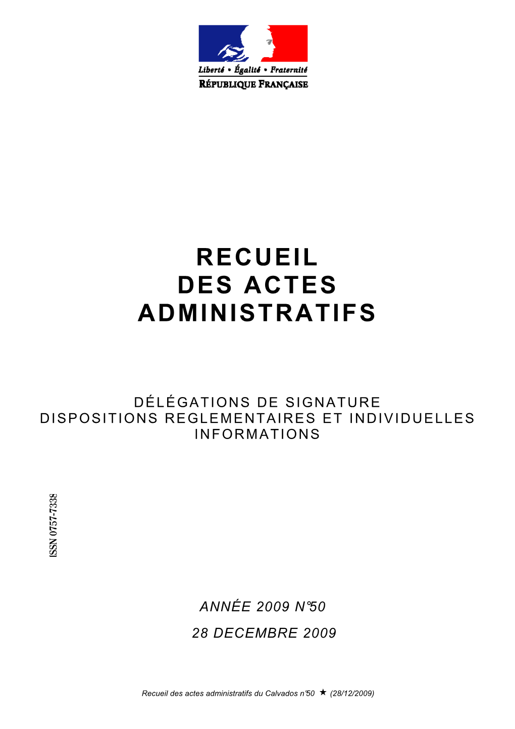 Recueil Des Actes Administratifs