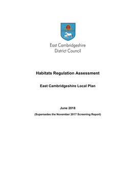 Habitats Regulation Assessment East Cambridgeshire Local Plan