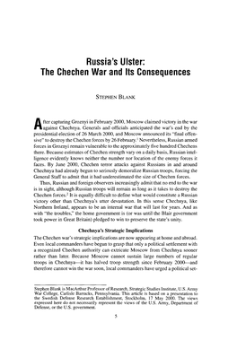 The Chechen War and Its Consequences